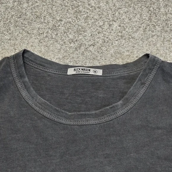 Buck Mason Pima Classic Tee Crewneck Short Sleeve Medium Coal Venice Wash Gray - Picture 5 of 8